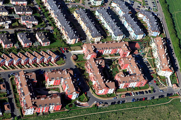 istock Aerial view of suburban housing development 174999977
