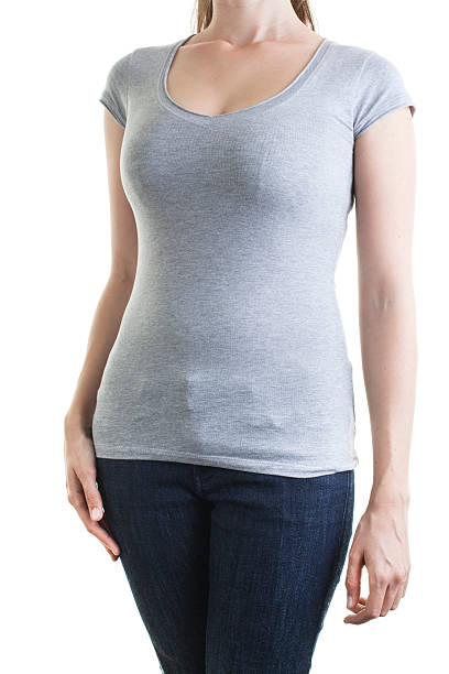istock Woman's torso with t-shirt isolated on white 175000201