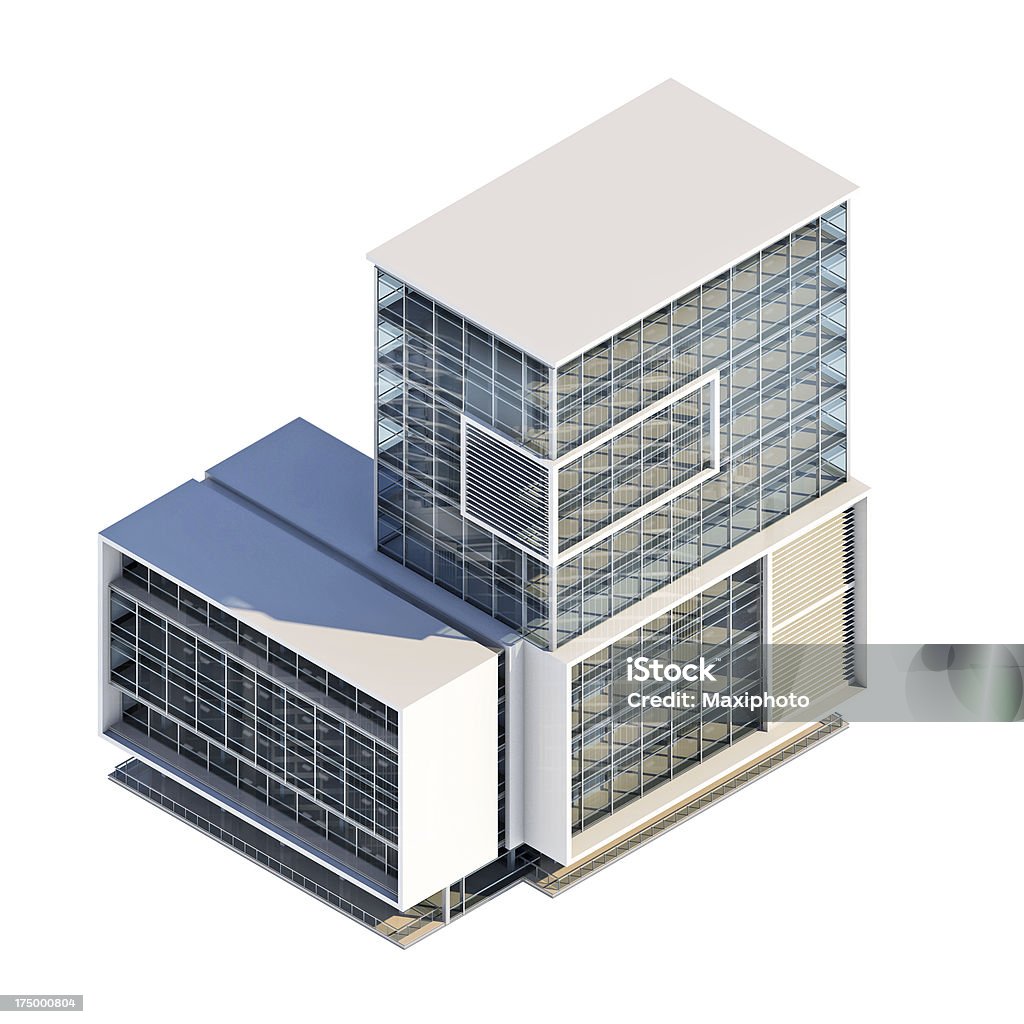사무실 빌딩 axonometry, 흰색 바탕에 그림자와 - 로열티 프리 건물 외관 스톡 사진
