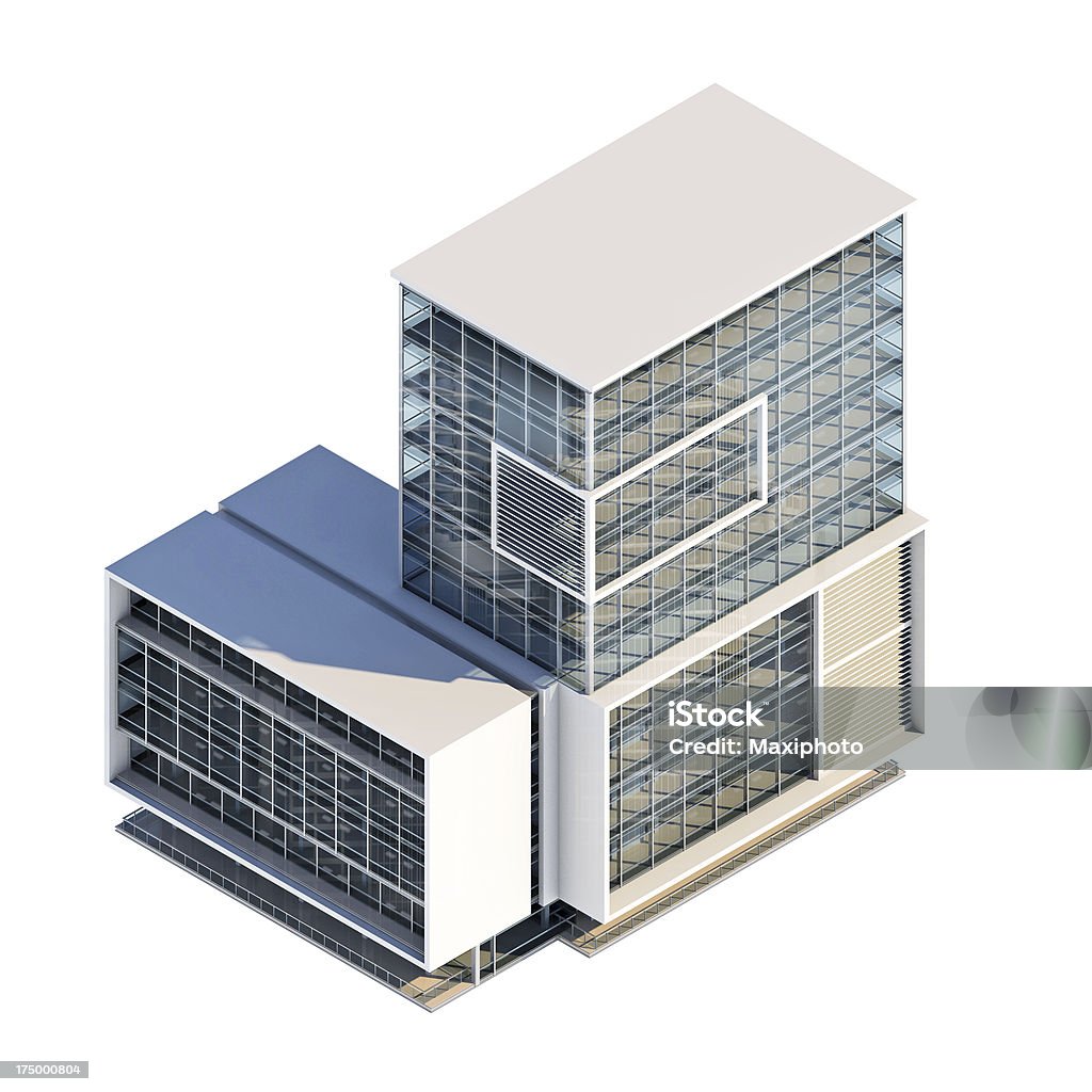 Офисное здание axonometry, изолированные на белом - Стоковые фото Внешний вид здания роялти-фри