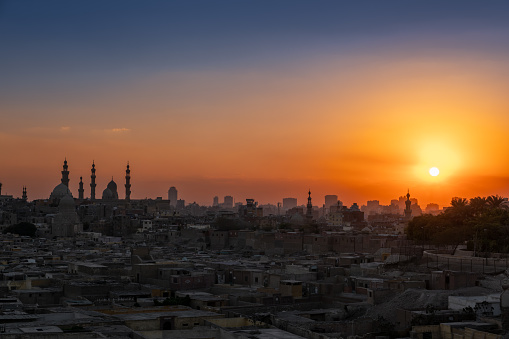 Beautiful sunset over Old Cairo,  Egypt