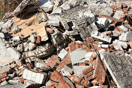 building rubble from demolished residential house