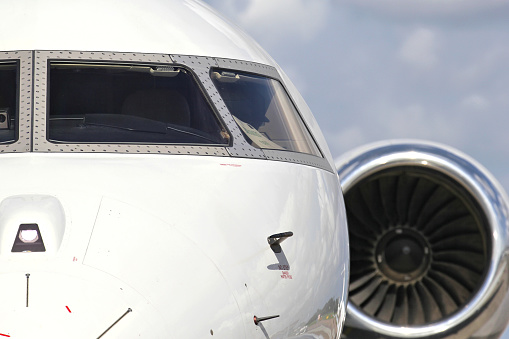 front view of a business jet