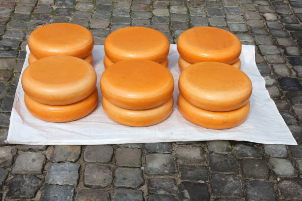 traditional merchant cheese market in Gouda,  Netherlands