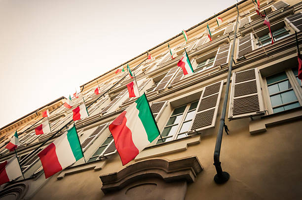 Italian flags stock photo