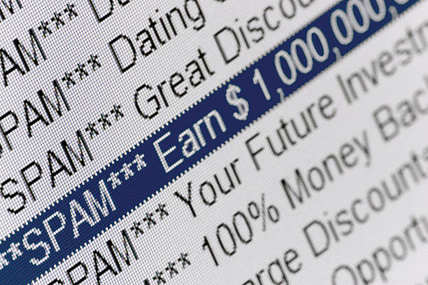 istock Spam Mail Email Folder Listing, Macro Closeup of E-mail directory 175005807