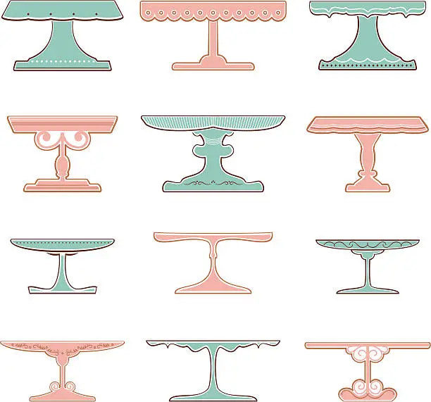 Vector illustration of Set of Cake Stands