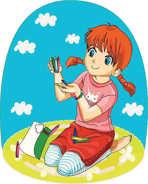 Girl vector art illustration