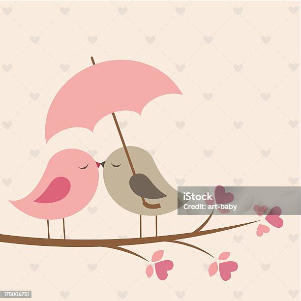 Love Birds Under Umbrella Stock Illustration - Download Image Now - Bird, Love - Emotion, Couple - Relationship