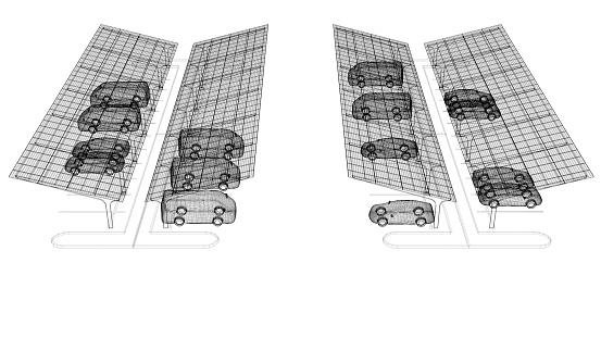 3D illustration of parking lot