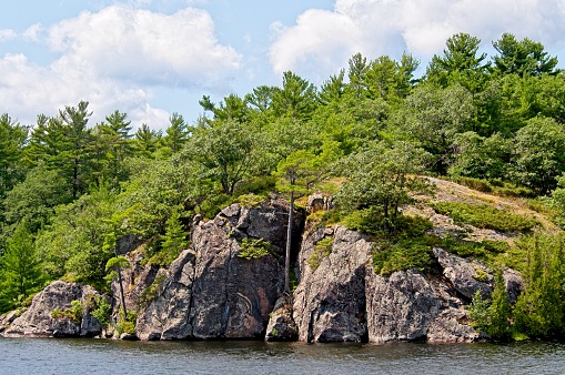 Rocky Cliff in the Boreal Forest on a Northern Lake