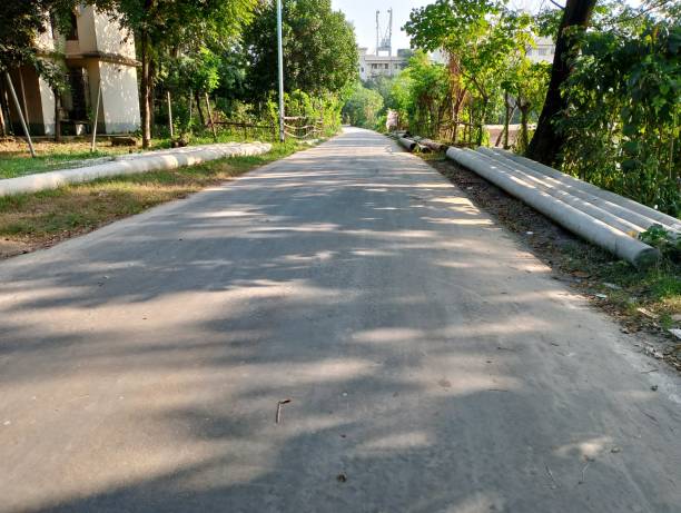 istock Paved road in a forest area. This city is surrounded by nature 1750072252