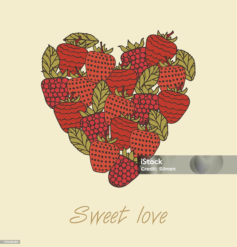 Sweet Love Template With Berries In Heart Shape Stock Illustration ...