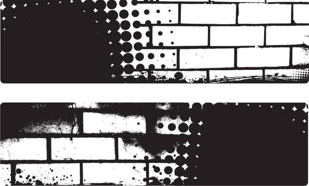 illustrations, cliparts, dessins animés et icônes de bannière de grunge avec fond de mur de briques - wall brick backgrounds textured effect