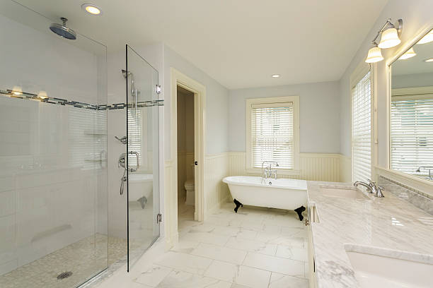 istock Large Bathroom with Enclosed Glass Shower 175008459