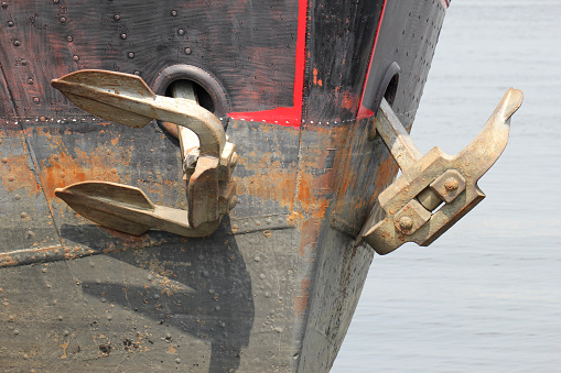 anchors of an inland cargo vessel