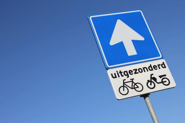 istock Dutch road sign: one-way road, except pedal cycle and mopeds 1750085859