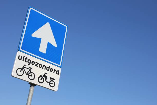 Dutch road sign: one-way road, except pedal cycle and mopeds