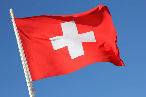 istock Swiss flag flying in the wind 1750086926