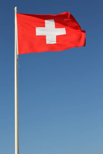 istock Swiss flag flying in the wind 1750086946