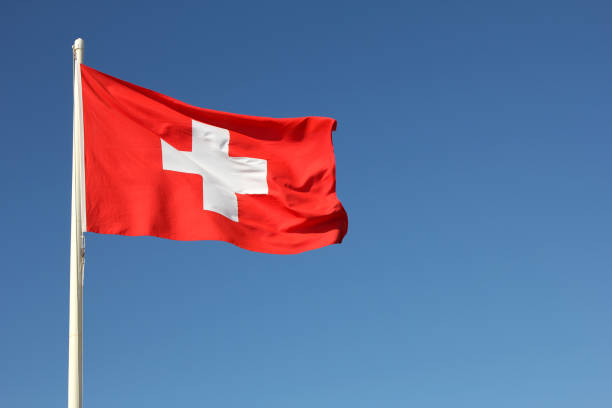 istock Swiss flag flying in the wind 1750088594