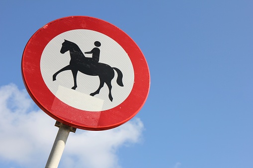 Dutch road sign: no access for equestrians