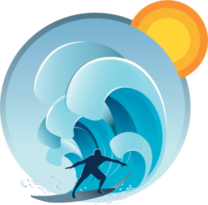 Vector illustration of surfer riding a wave. EPS10 File. All elements are in separate layers . Easy to modify.