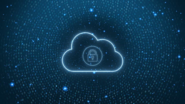 Security cloud system in blue background