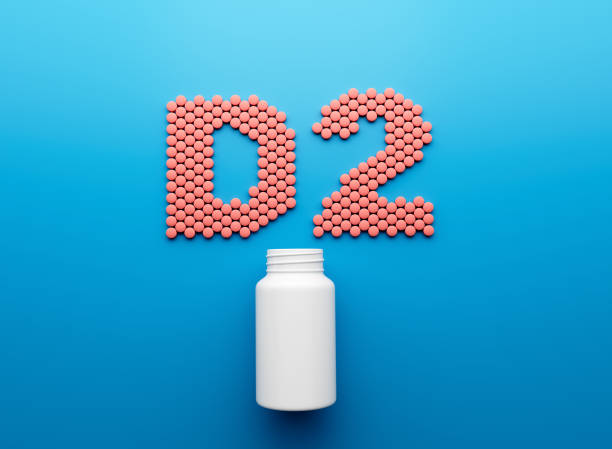 istock 3d Empty White Pill Bottle With D2 Text Made Of Rounded Vitamin D2 Tablets 3d Illustration 1750163523