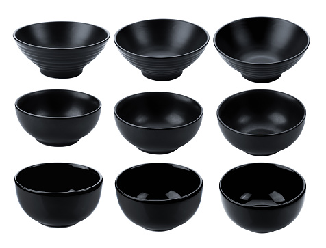 Ceramic Conical Shaped Bowl on Black Background
