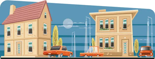 Vector illustration of NEIGHBORHOOD AND CARS