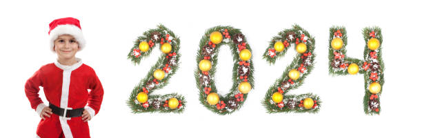 istock Santa Claus and 2024 number 1750173642