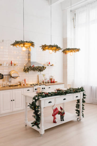 istock Beautiful new year christmas decor in scandinavian home kitchen interior 1750176372