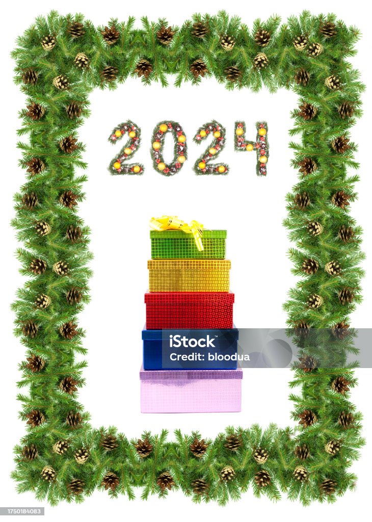 Christmas Tree Framework And 2024 Number Stock Photo Download Image