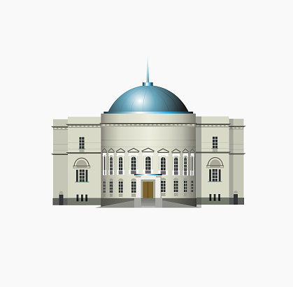 Illustration European architecture. Old building with a dome