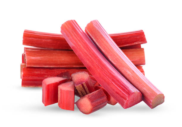 istock Rhubarb stalks on white background 1750194322