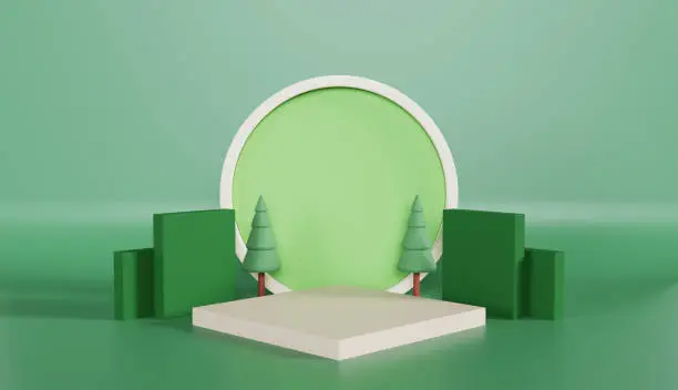 Photo of Festival Christmas Podium Product Showcase on Green Background