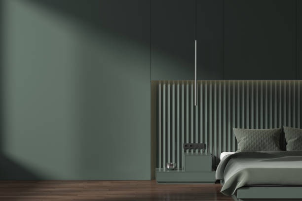istock Green bedroom interior with blank wall 1750227701