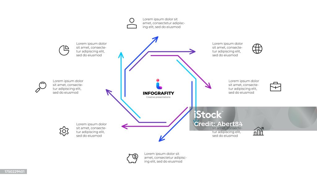 Vector Outline Cycle Vector Outline Octagon Infographic Cycle Diagram With 8 Options Steps ...
