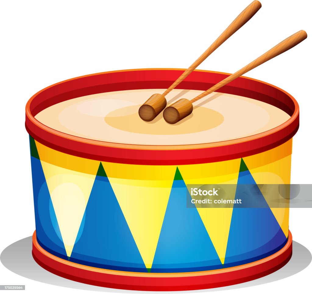 Big toy drum Big toy drum on a white background Blue stock vector