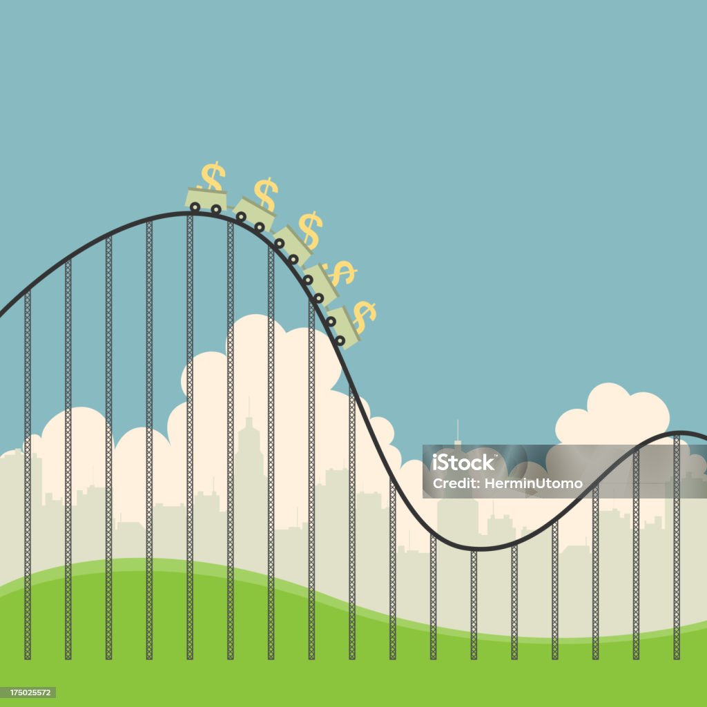 Dollar auf der Achterbahn - Lizenzfrei Achterbahn Vektorgrafik