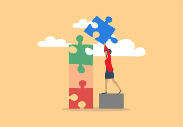 Vector illustration of Business collaboration connecting puzzle.
