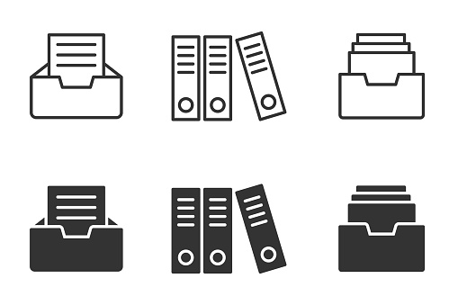 Archive folders icon set. Vector illustration