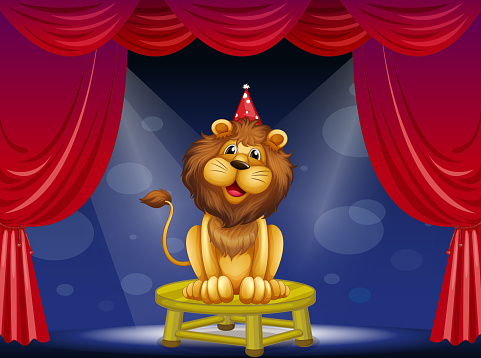 lion sitting above a round table