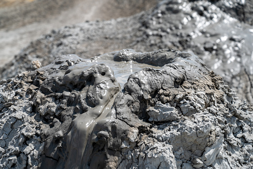 Naturally occurring mud volcano in Gobustan close to Baku, capital city of Azerbaijan. The geological feature is usually associated with the presence of oilfields.