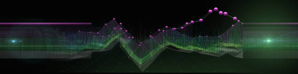 istock Abstract background chaotic wireframe grid from color spheres and blurred lines on black. Technology concept data grid. Banner for business, science and technology data analytics. Big Data. 1750277672