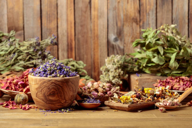 istock Herbal tea mix and various dried medicinal plants. 1750314600