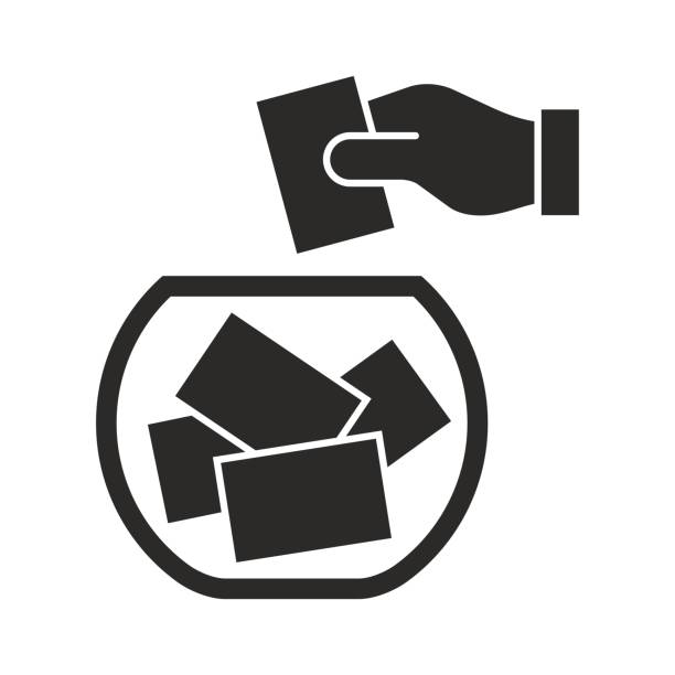 ilustraciones, imágenes clip art, dibujos animados e iconos de stock de icono de rifa. elegir un boleto numerado al azar. sorteo de premios. - rifa