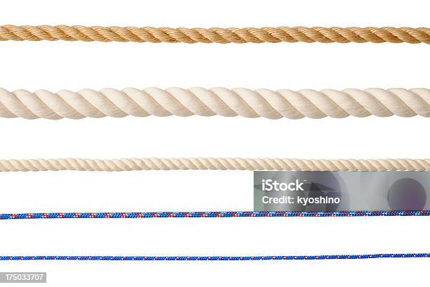 Row Of Different Type Of Ropes Isolated On White Background Stock Photo - Download Image Now