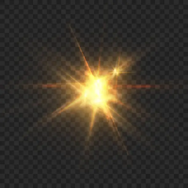 Vector illustration of Explosion of a golden nova in outer space.